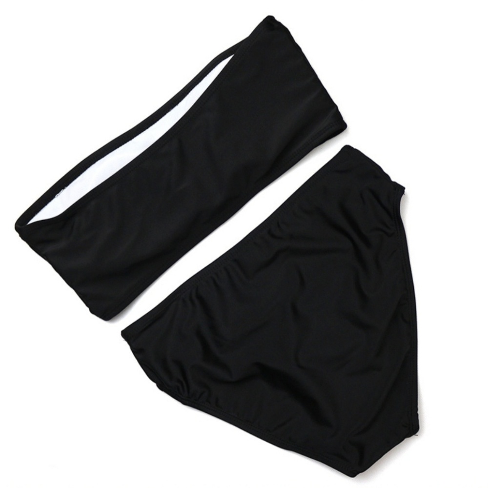 Strapless Solid Black Bikini - image 2